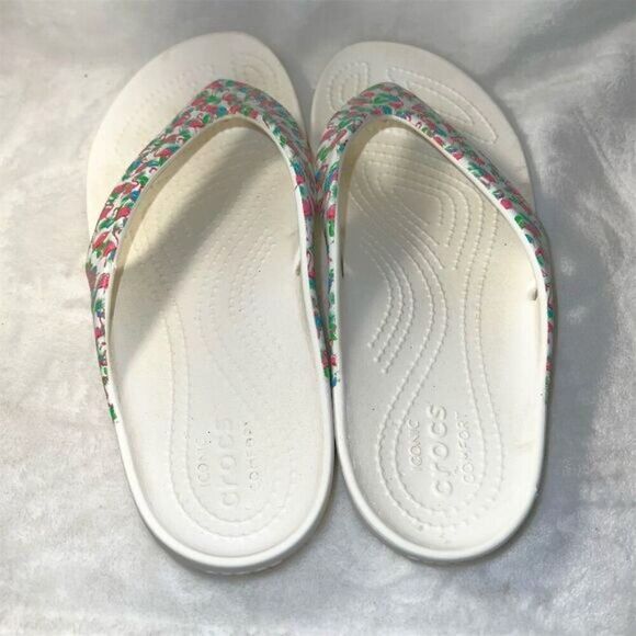 Crocs Women's Kadee II Flamingo Flip Flops Sandals Size 7 Multicolor - Picture 3 of 8